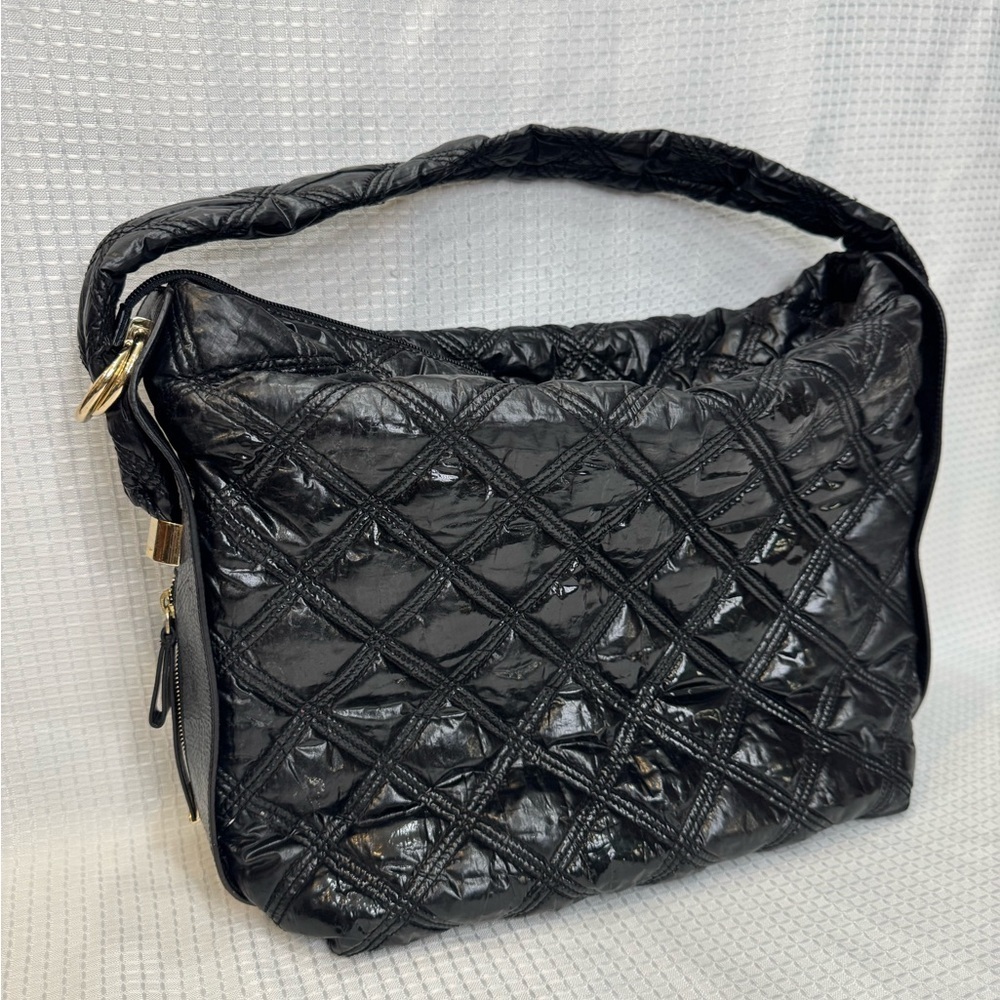 Francesco Biasia Black Quilted faux leather Shoulder Bag